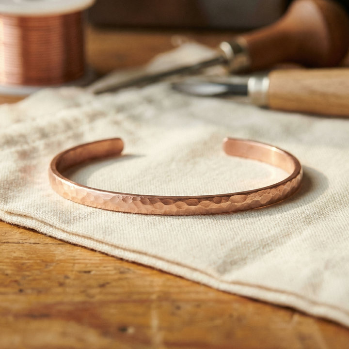 Ava | Dimpled Textured Hammered Copper Ankle Chain