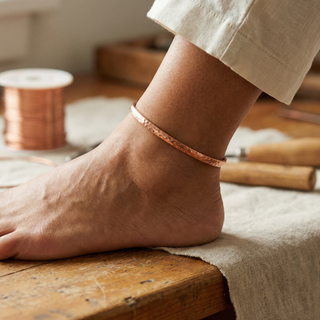 Ava | Dimpled Textured Hammered Copper Ankle Chain