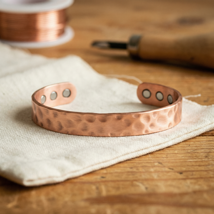Wren | Hammered Copper Cuff Bracelet with Magnetic Closure