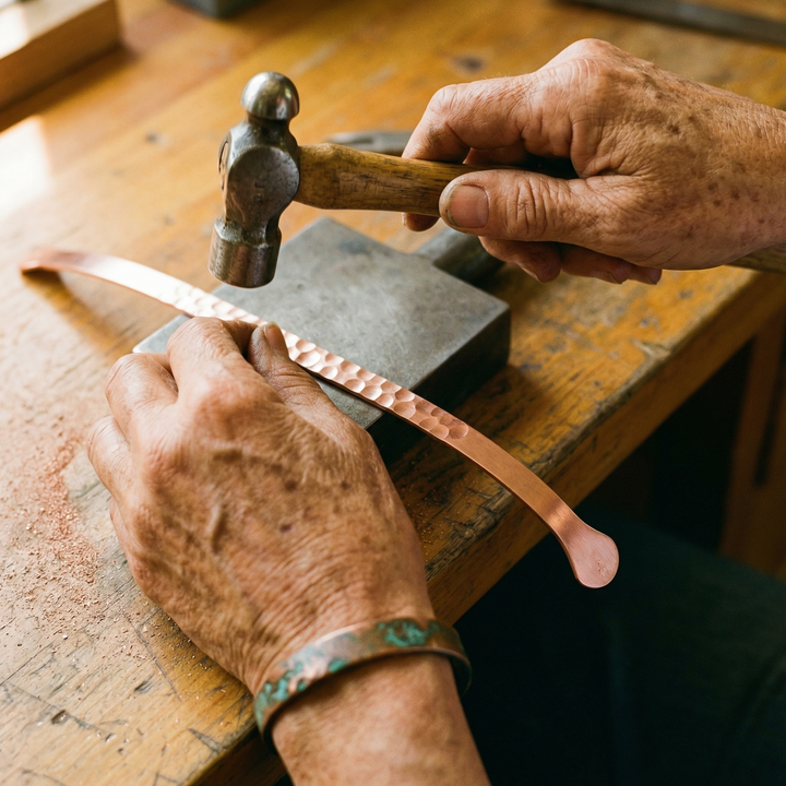 Wren | Hammered Copper Cuff Bracelet with Magnetic Closure