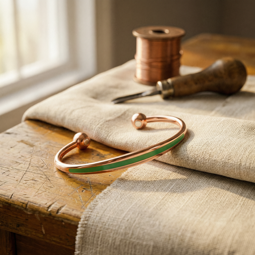 Abigail | Jade-Inlay Copper Bracelet