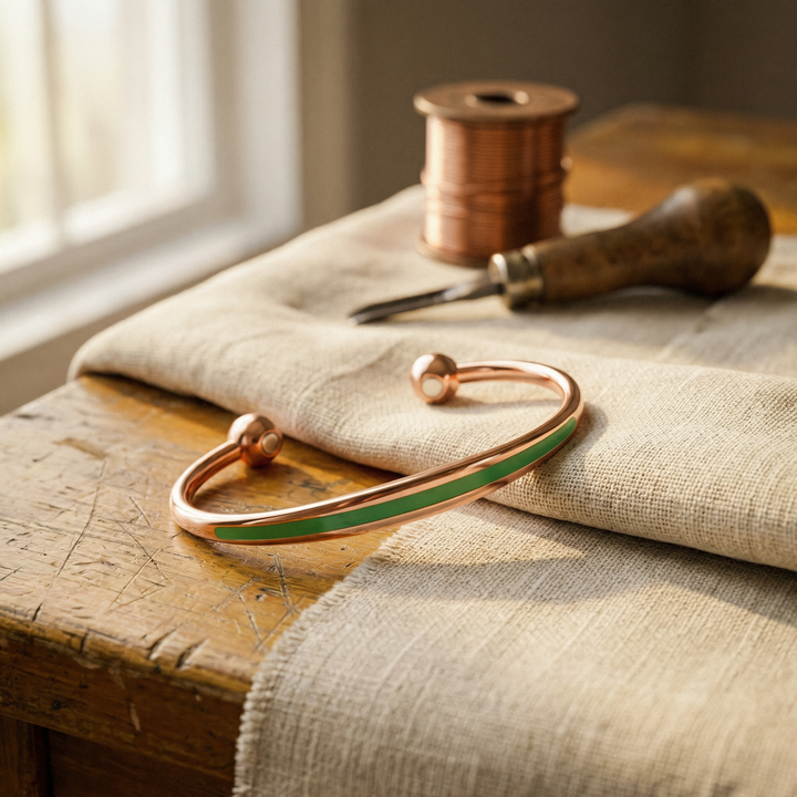 Abigail | Jade-Inlay Copper Bracelet