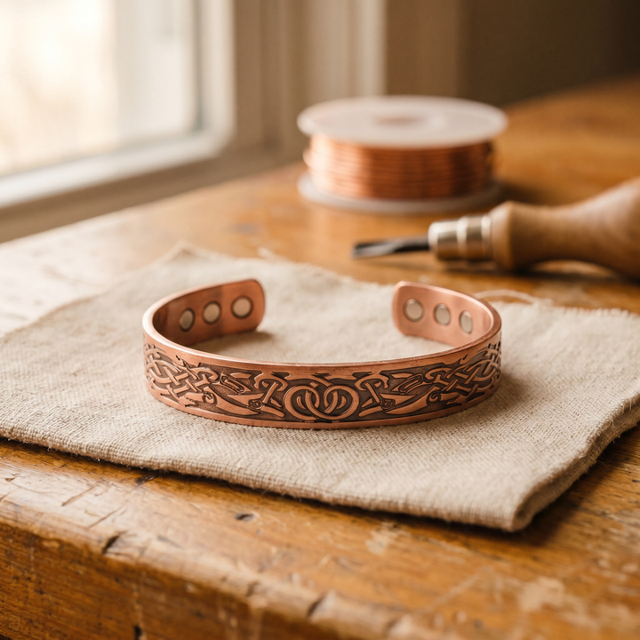 Margot | Botanic Engraved Magnetic Copper Bracelet