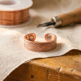 Odette | Gravered Copper Ring with Cross Pattern