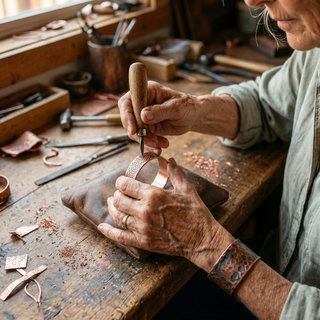 Odette | Gravered Copper Ring with Cross Pattern
