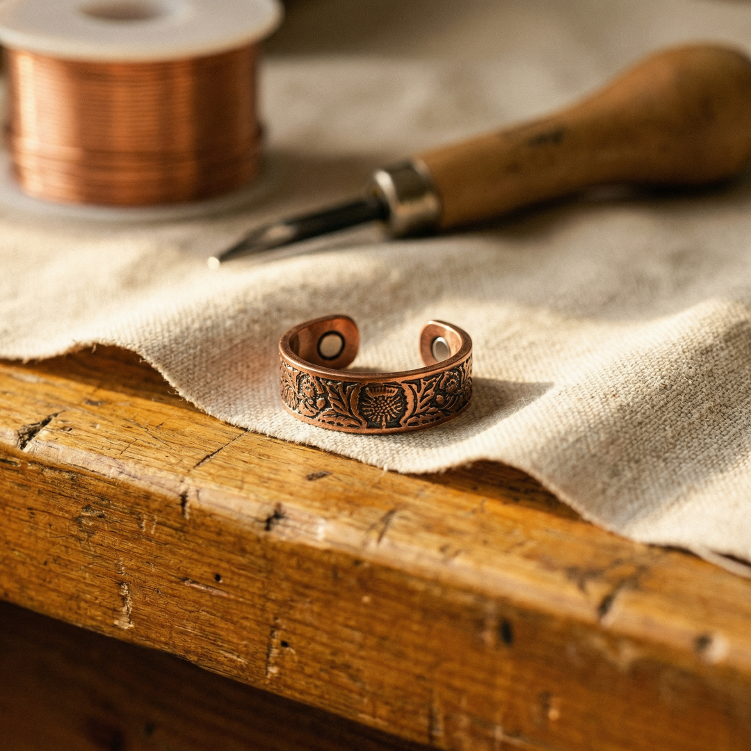 Bianca | Copper Wrap Ring with Jade Inlay