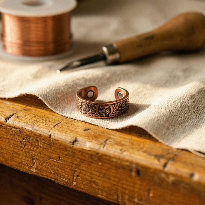 Bianca | Copper Wrap Ring with Jade Inlay