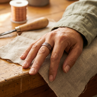 Bianca | Copper Wrap Ring with Jade Inlay