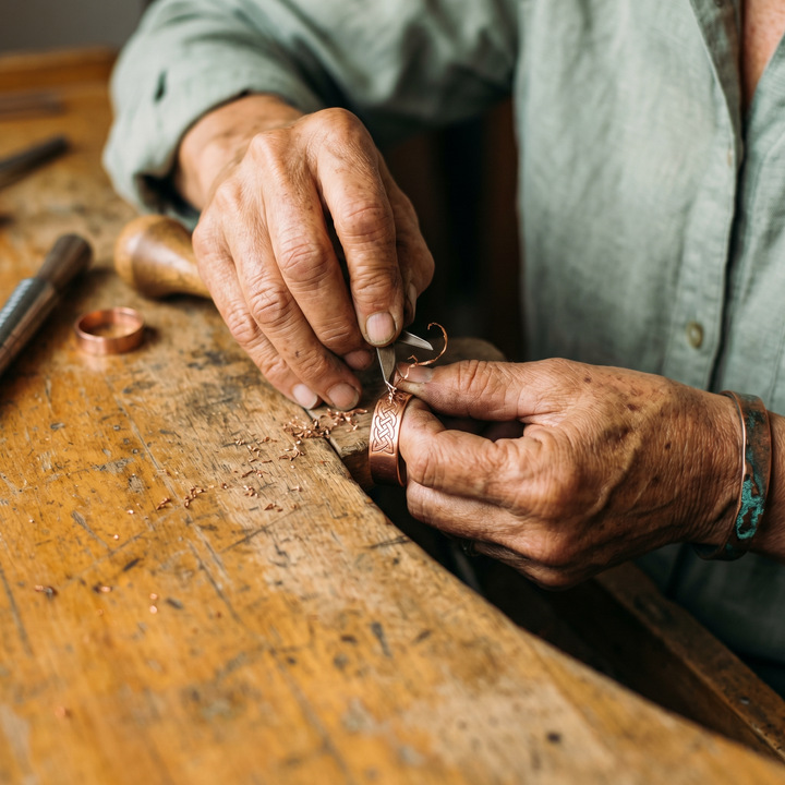 Sage | Jade-Inlay Copper Bracelet