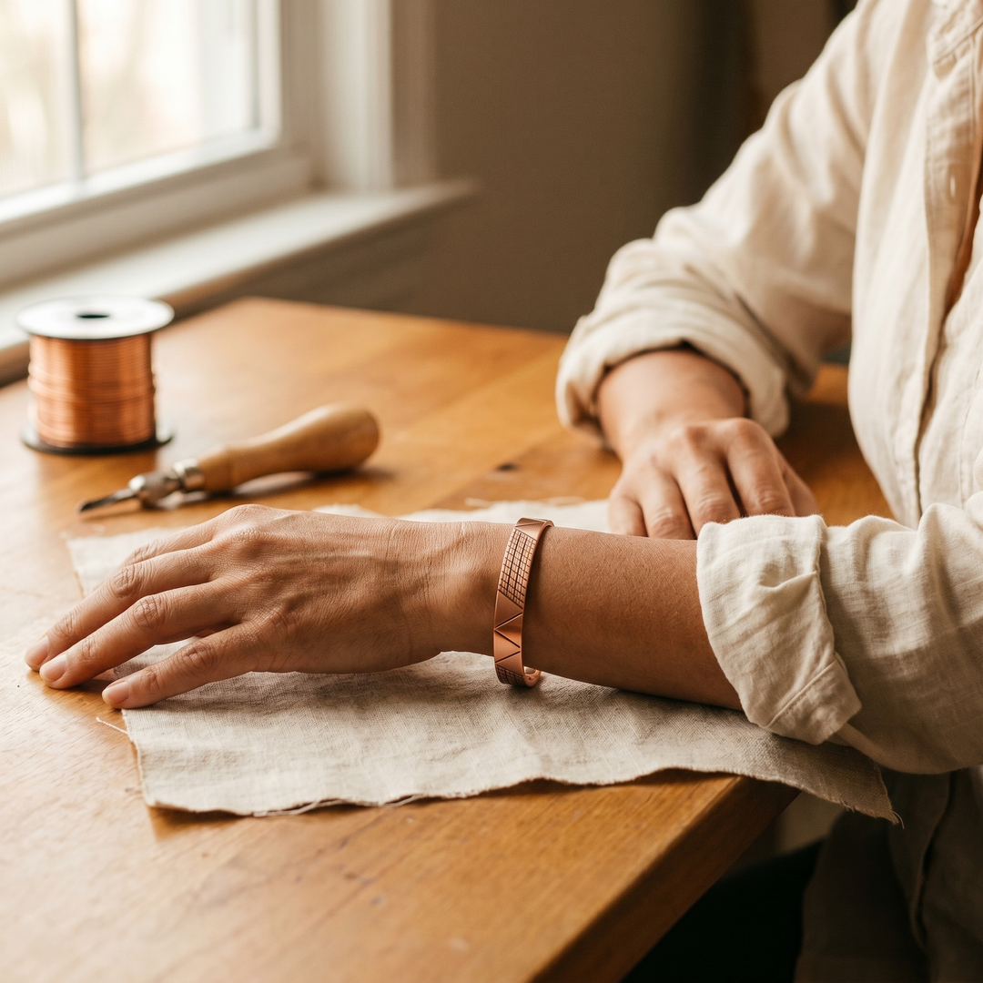 Helena | Geometric Magnetic Copper Bracelet