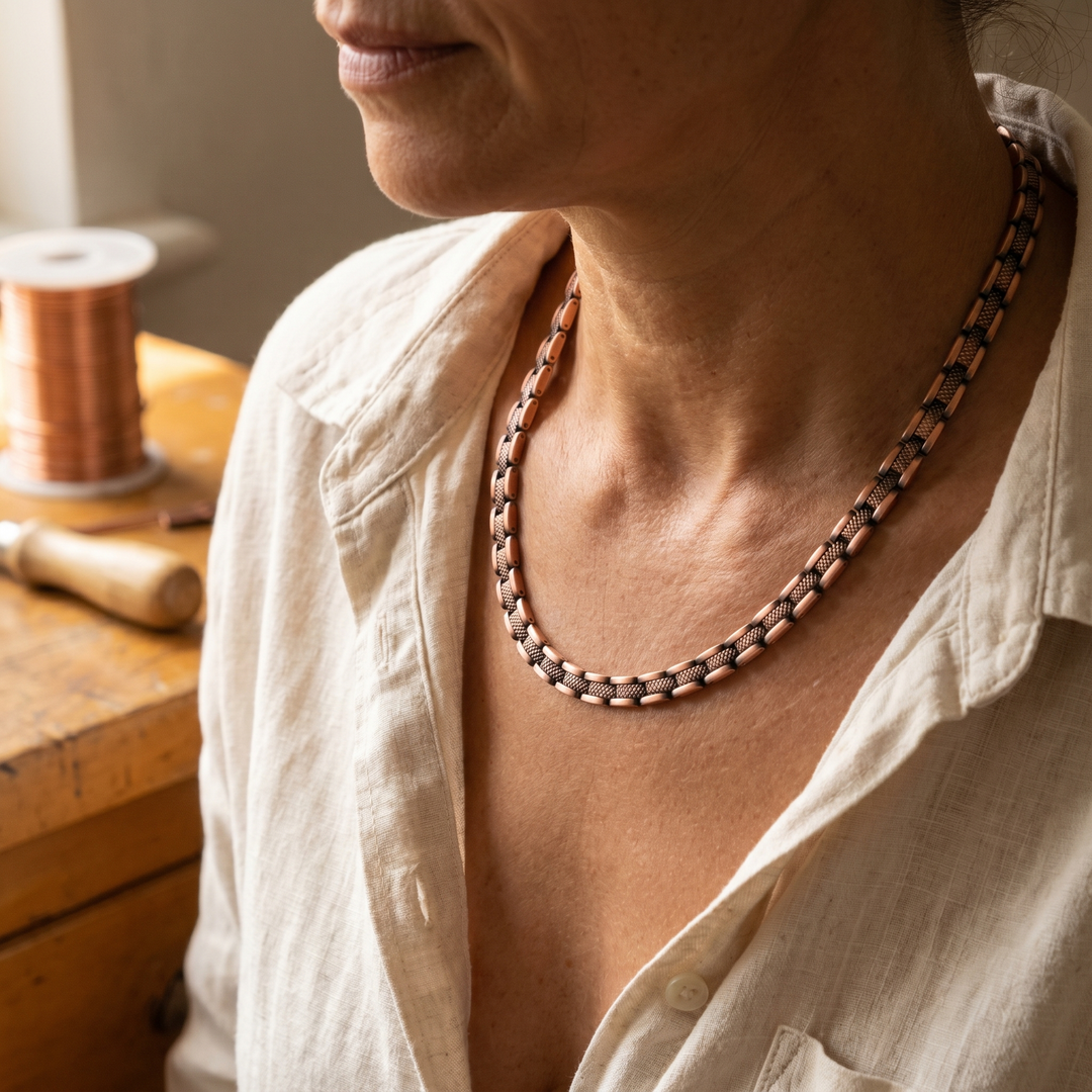 Holly | Mixed Texture Copper Chain Necklace