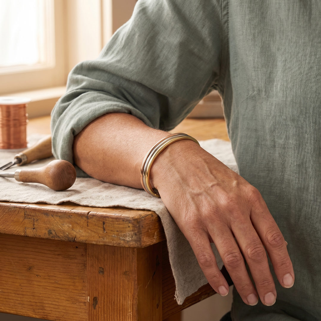 Trinity | Tricolor Wavy Copper Bracelet