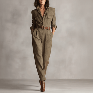 Zoë – Elegant Tweed and Plaid Jumpsuit