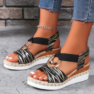 Runa | Metal Ring Wedge Espadrille Slippers
