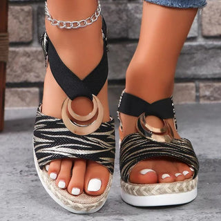 Runa | Metal Ring Wedge Espadrille Slippers