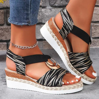 Runa | Metal Ring Wedge Espadrille Slippers