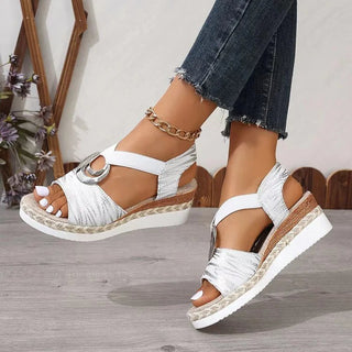 Runa | Metal Ring Wedge Espadrille Slippers