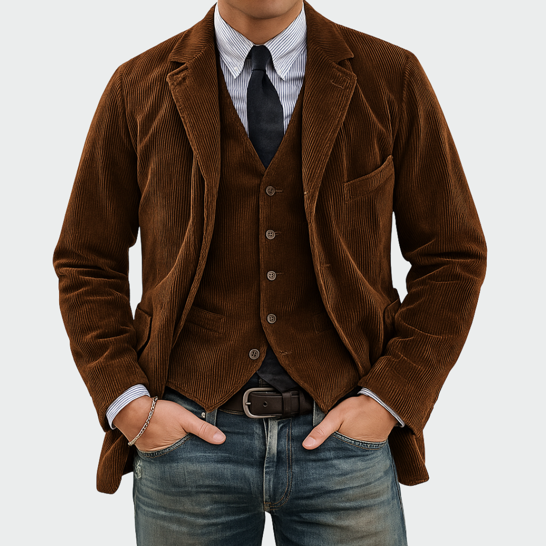 Tommy™ | 2-delt sett: Blazer og Vest i Fløyel