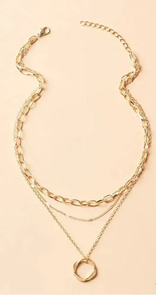 Classic Multi-Layered Gold Necklace with Pendant